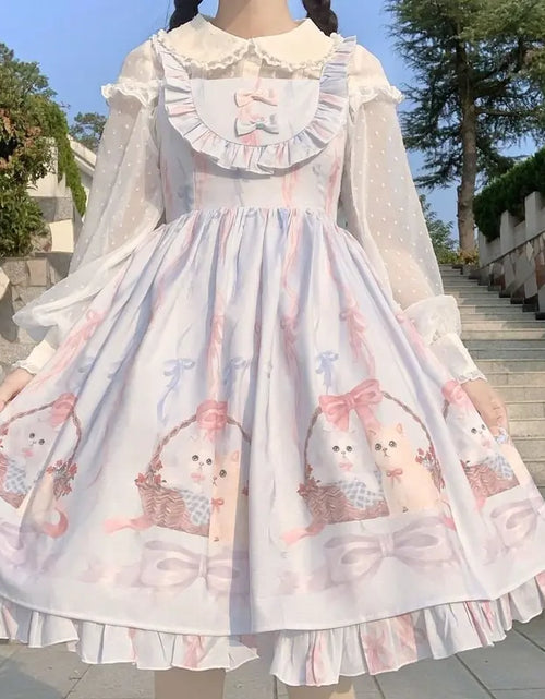 Load image into Gallery viewer, Cute Cats Tea Party Ruffles Dress
