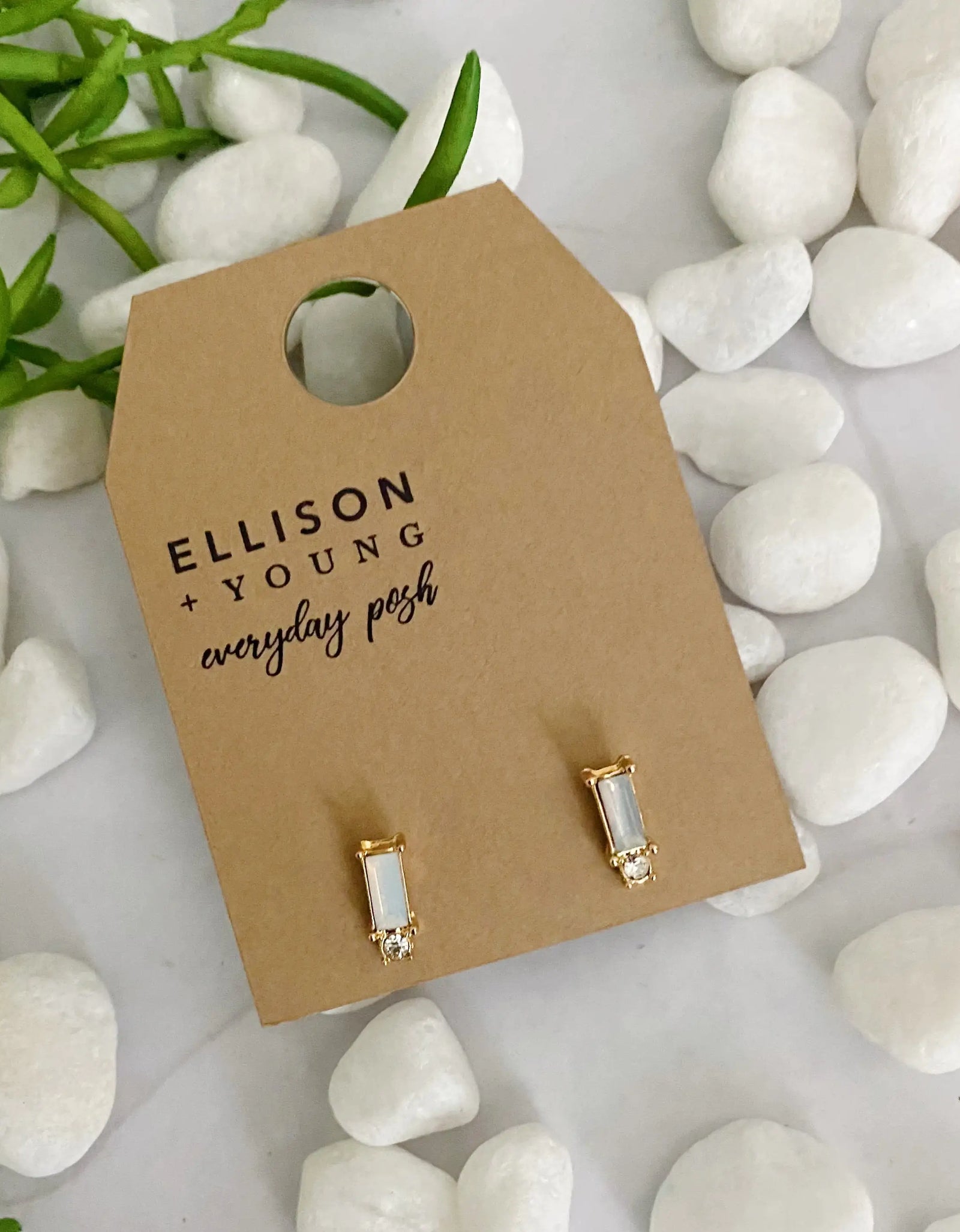 Baguette Cut Stone Stud Earrings