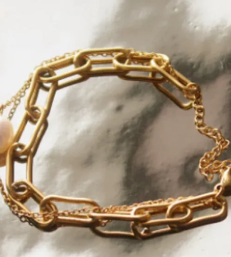 Double-layer Bracelet Female Natural Pearl Pendant With Quality Titanium Steel