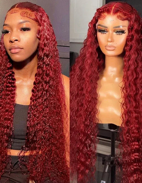 Load image into Gallery viewer, Transparent Lace Front Wig: Deep Remy Hair, 99J Burgundy
