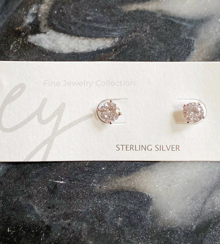 Brilliant Cut Sterling Silver Stud Earrings