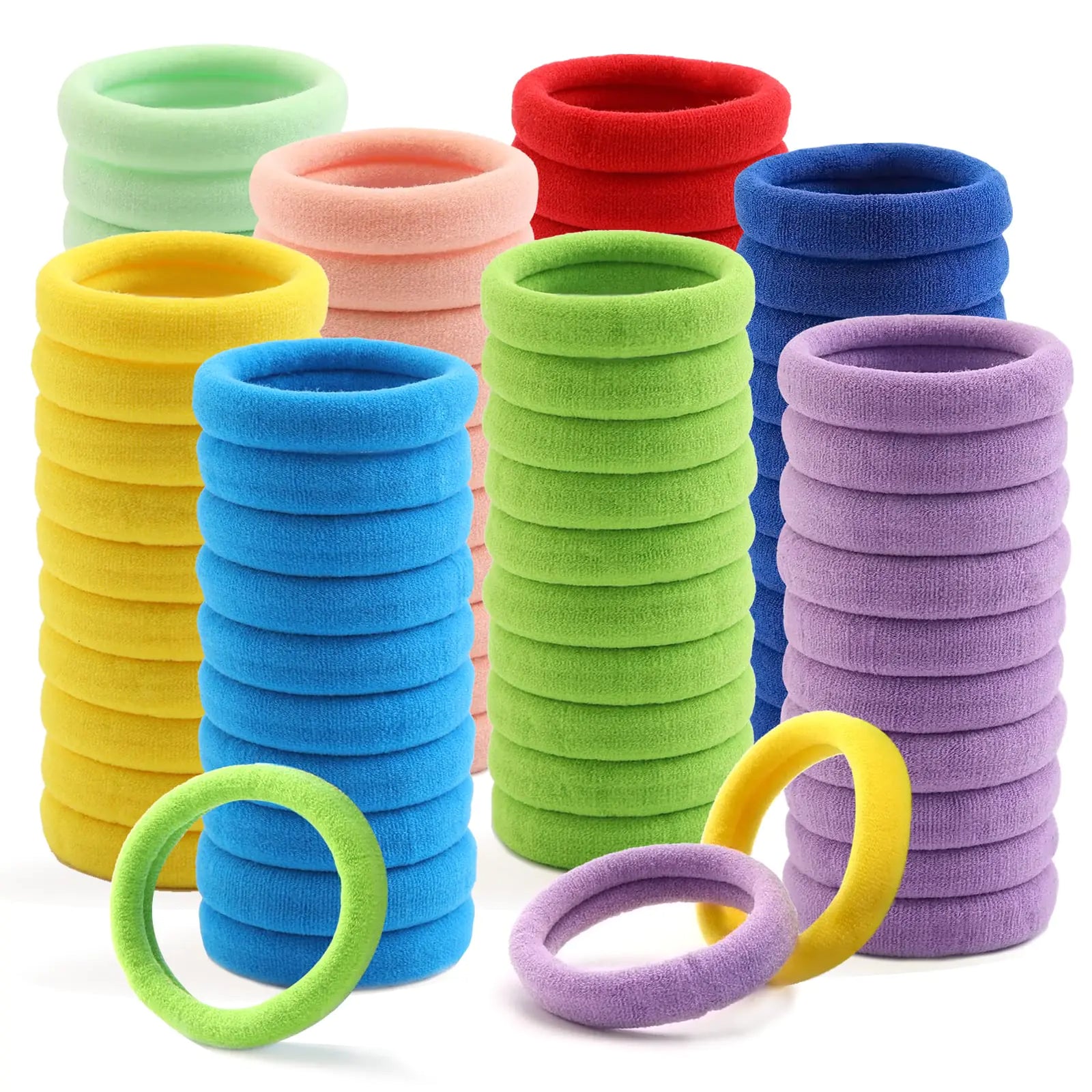 100 Pcs Thick Seamless Hair Ties, Ponytail Holders Hair Accessories No Damage for Thick Hair (Rainbow Colors) 1 Count (Pack of 100) Rainbow