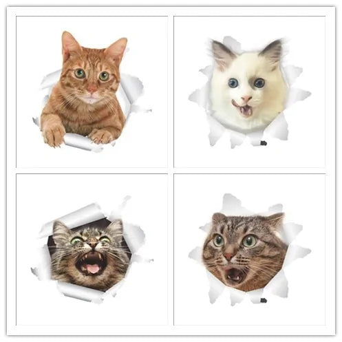Load image into Gallery viewer, 3D Effect Cats Toilet Switch Toilet Door Sticker
