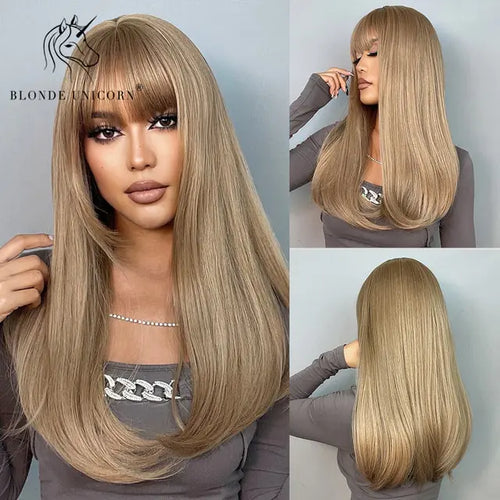 Load image into Gallery viewer, Synthetic Long Brown Wig
