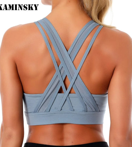 Kaminsky Women Push Up Sexy Back Sport Gathered Bra