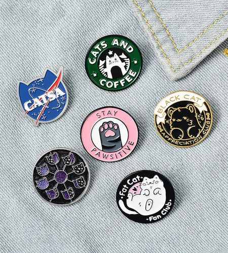 Cats Club Cat Badge Brooches