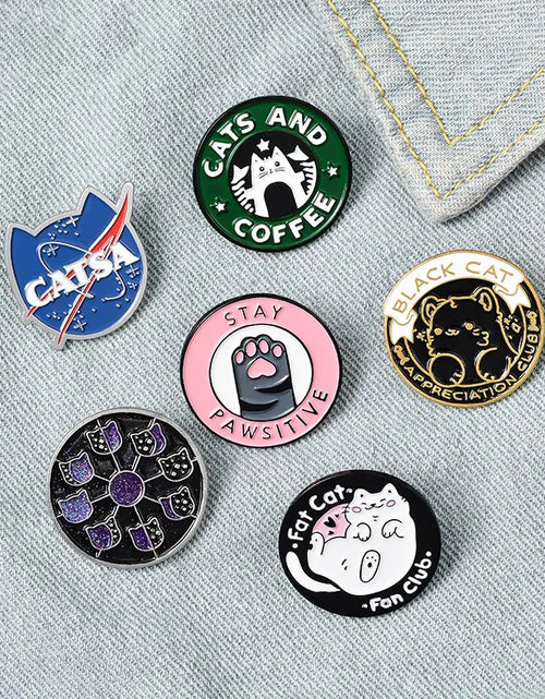 Load image into Gallery viewer, Cats Club Cat Badge Brooches
