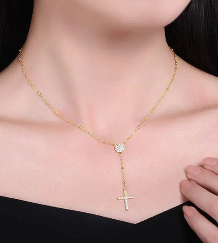 KALETINE 925 Sterling Silver Rosary Necklaces Trendy Gold Jewelry Cross Charms Turkey Evil Eye Necklace Women Accessories Men