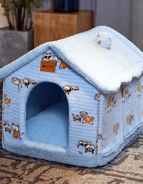 Load image into Gallery viewer, Foldable Winter Warm Dog House Kennel Bed Mat for Small to Medium Pets

