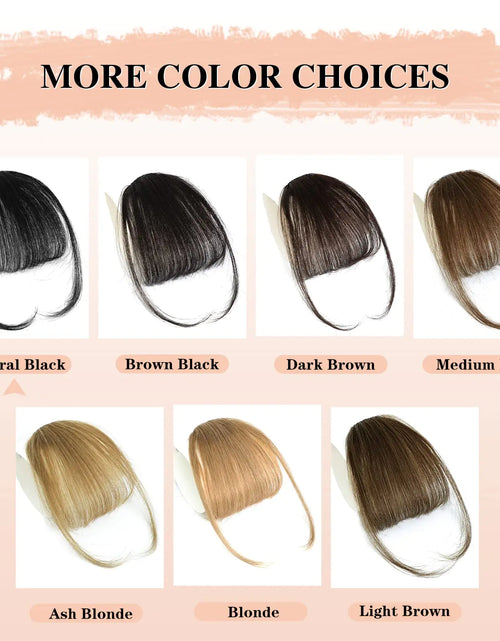 Load image into Gallery viewer, NAYOO Bangs Hair Clip in Bangs 100% Real Human Hair Extensions Natural Black Wispy Bangs Clip on Air Bangs for Women Fringe with Temples Hairpieces Curved Bangs for Daily Wear
