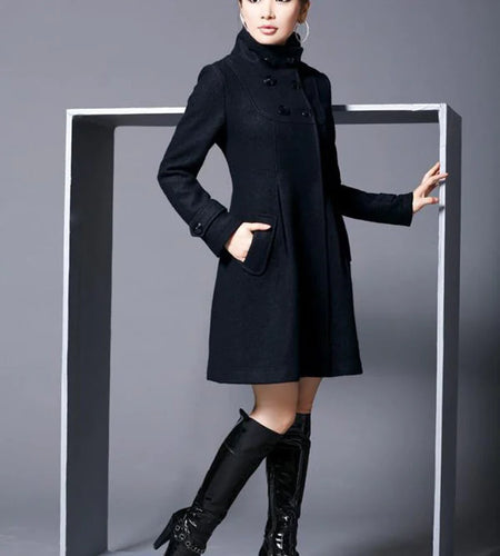 Overcoat hooded double breasted windbreaker