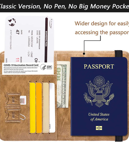 Passport Holder Cover Wallet Travel Essentials RFID Blocking Leather Card Case International Travel Must Haves Travel Accessories for Women Men(101#Brown) Brown Classic