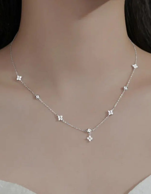 Load image into Gallery viewer, ANENJERY Inlaid Zircon Four-leaf Flower Chain Necklace for Women New Niche Light Luxury Hot Fashion collares choker Accessories
