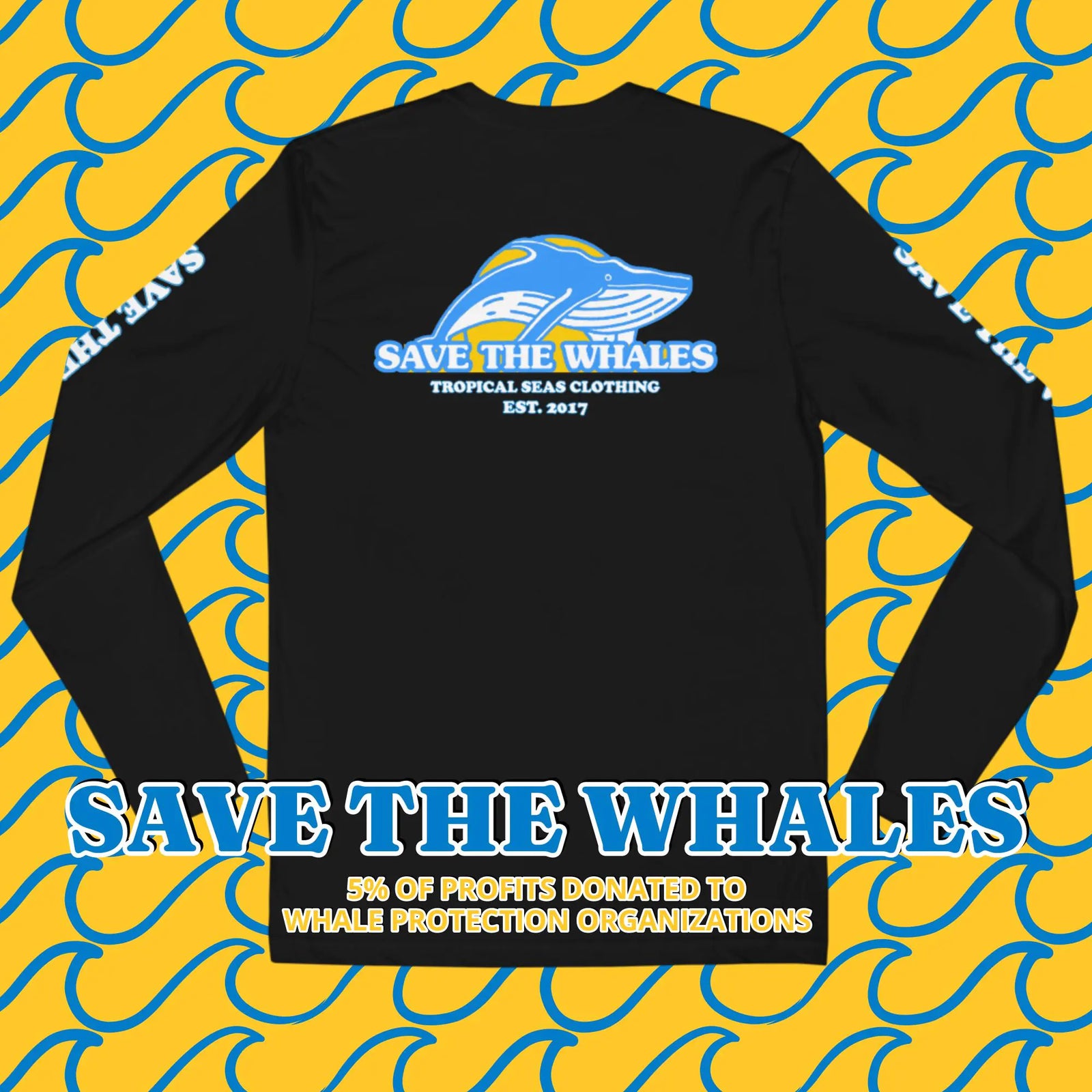 Save the Whales Long Sleeve Fitted Crew
