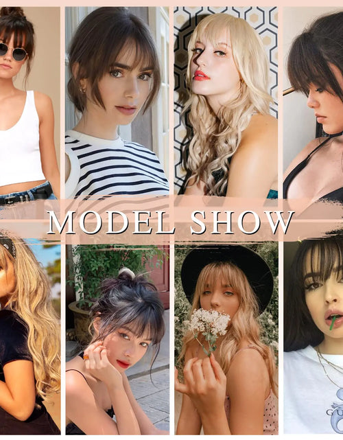 Load image into Gallery viewer, NAYOO Bangs Hair Clip in Bangs 100% Real Human Hair Extensions Natural Black Wispy Bangs Clip on Air Bangs for Women Fringe with Temples Hairpieces Curved Bangs for Daily Wear
