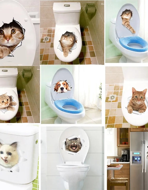 Load image into Gallery viewer, 3D Effect Cats Toilet Switch Toilet Door Sticker
