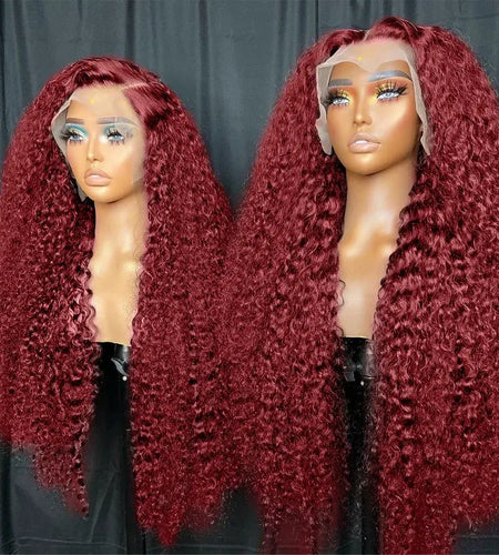 Transparent Lace Front Wig: Deep Remy Hair, 99J Burgundy