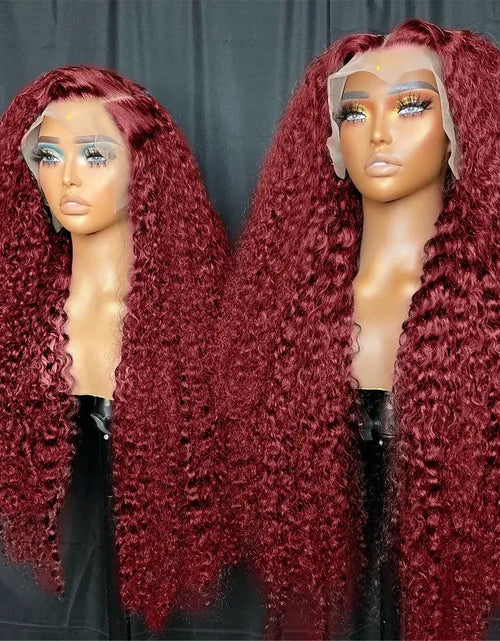 Load image into Gallery viewer, Transparent Lace Front Wig: Deep Remy Hair, 99J Burgundy
