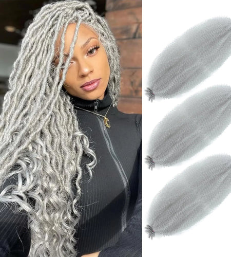 Springy Afro Twist Hair 24 Inch 3 Packs, Afro Twist Hair Pre Fluffed Spring Twist Hair Pre Separated Wrapping Hair for Soft Locs Hair Extensions (24 Inch (Pack of 3), Gray#) 24 Inch (Pack of 3) Gray#