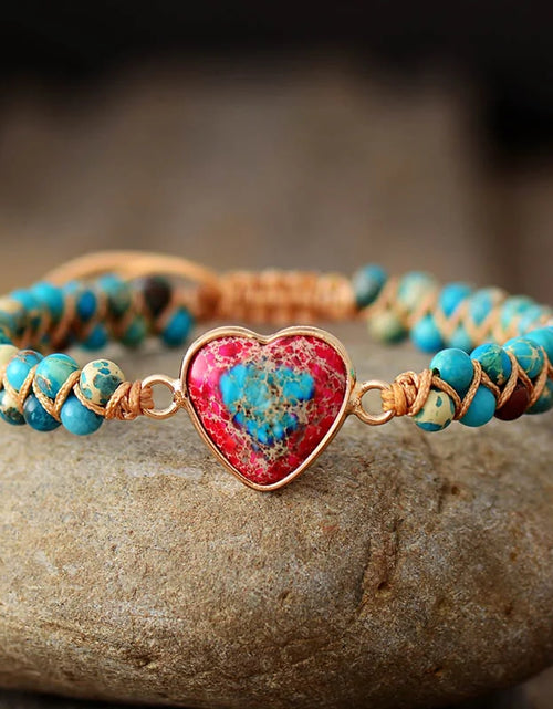 Load image into Gallery viewer, Natural Stone Heart Charm Bracelets
