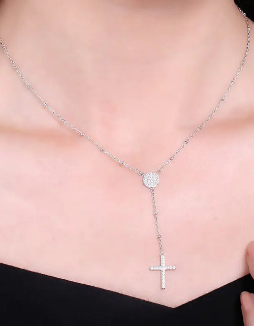 Load image into Gallery viewer, KALETINE 925 Sterling Silver Rosary Necklaces Trendy Gold Jewelry Cross Charms Turkey Evil Eye Necklace Women Accessories Men
