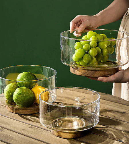 Fruit Bowl with Wooden Base