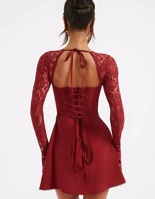 Load image into Gallery viewer, Women&#39;s Low Cut Mini Sexy Lace Long Sleeve
