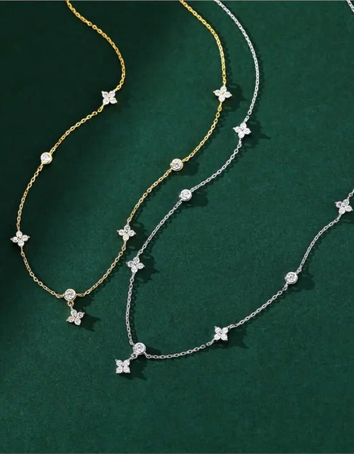 Load image into Gallery viewer, ANENJERY Inlaid Zircon Four-leaf Flower Chain Necklace for Women New Niche Light Luxury Hot Fashion collares choker Accessories
