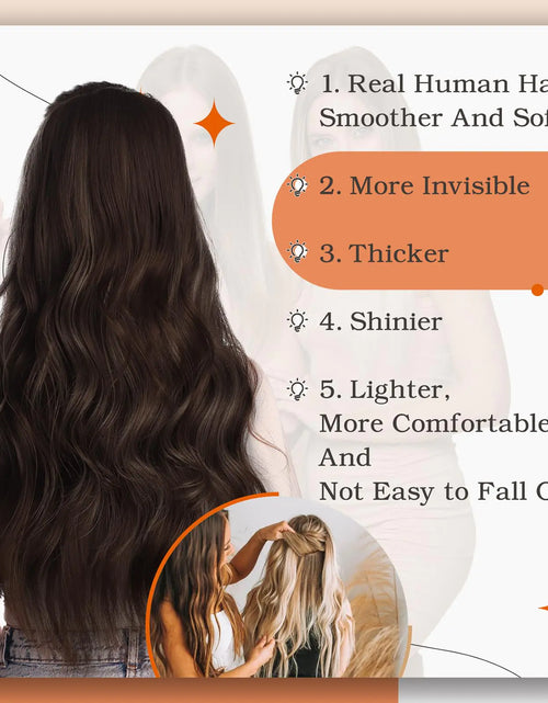 Load image into Gallery viewer, Full Shine Tape in Hair Extensions Remy Human Hair Invisible Skin Weft Color 2 Dark Brown Tape Hair Extensions Brazilian Hair 18 Inch 50 Gram Per Package 20 Pieces Seamless Human Hair Extensions # 2 Brown
