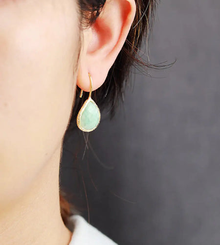 Handmade Natural Stone Teardrop Earrings