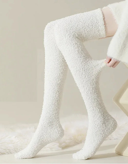 Load image into Gallery viewer, Cozy Over-the-Knee Coral Fleece Socks
