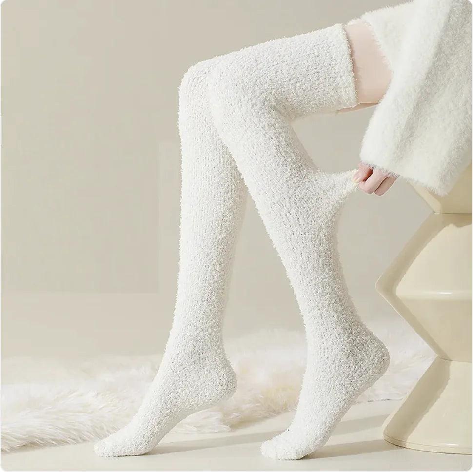 Cozy Over-the-Knee Coral Fleece Socks