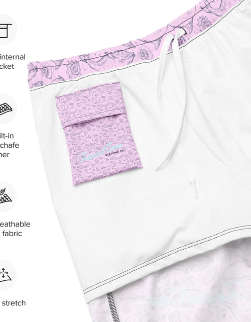 Load image into Gallery viewer, Men&#39;s Eco Pink Whale Pod Swim Trunks
