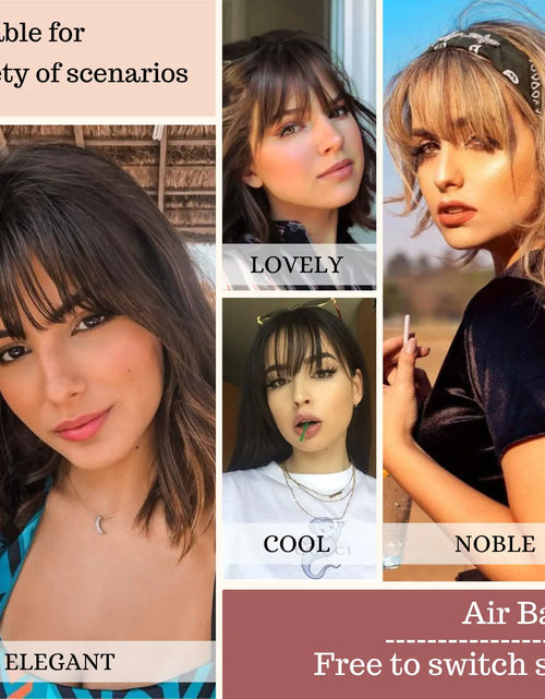 Load image into Gallery viewer, NAYOO Bangs Hair Clip in Bangs 100% Real Human Hair Extensions Natural Black Wispy Bangs Clip on Air Bangs for Women Fringe with Temples Hairpieces Curved Bangs for Daily Wear
