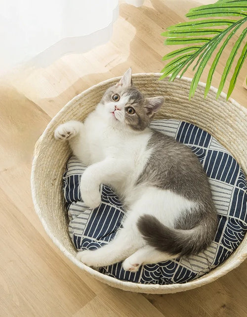 Load image into Gallery viewer, Cat Straw Bed
