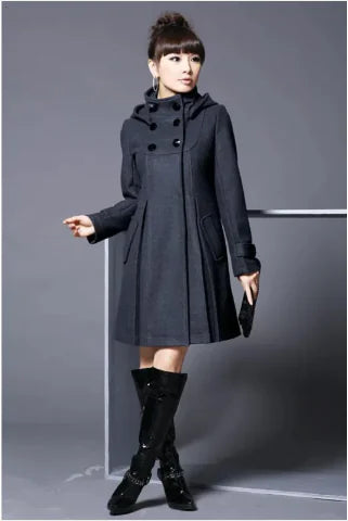 Load image into Gallery viewer, Overcoat hooded double breasted windbreaker
