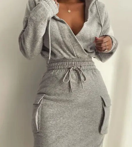 Long Sleeve V Neck Dress