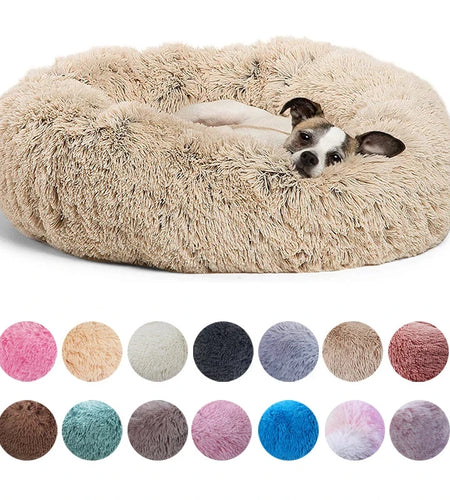 Super Soft Plush Dog Bed: Round Cushion for Large Dogs and Cats