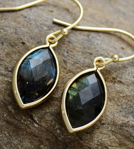 Geometrical Shape Natural Stone Dangle Earrings