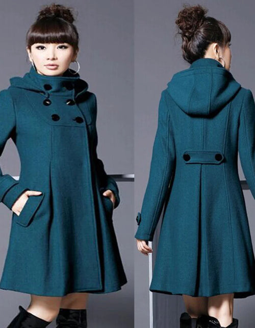 Load image into Gallery viewer, Overcoat hooded double breasted windbreaker
