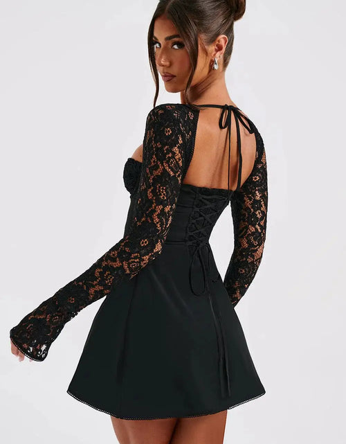 Load image into Gallery viewer, Women&#39;s Low Cut Mini Sexy Lace Long Sleeve
