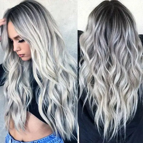 Load image into Gallery viewer, OmbreLong Silver Wig
