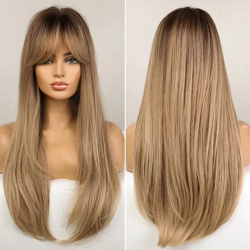 Load image into Gallery viewer, Synthetic Long Brown Wig
