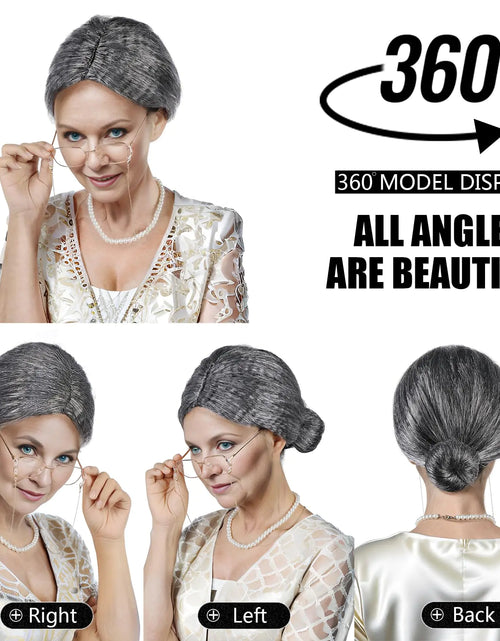 Load image into Gallery viewer, Old Lady Wig And Glasses Grey Wig Short Cosplay Grandma Wig Costume For Women Gray Old Lady
