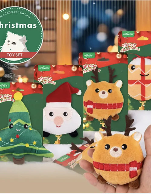 Load image into Gallery viewer, Festive Cat Plush Toy with Catnip - Perfect Holiday Gift for Cats
