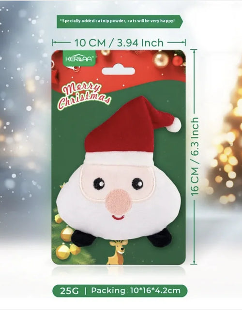 Load image into Gallery viewer, Festive Cat Plush Toy with Catnip - Perfect Holiday Gift for Cats

