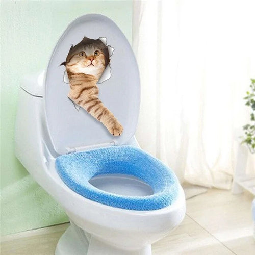 Load image into Gallery viewer, 3D Effect Cats Toilet Switch Toilet Door Sticker
