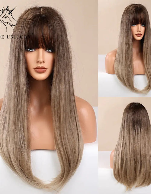 Load image into Gallery viewer, Synthetic Long Brown Wig
