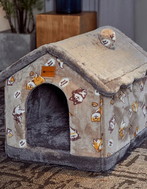 Load image into Gallery viewer, Foldable Winter Warm Dog House Kennel Bed Mat for Small to Medium Pets
