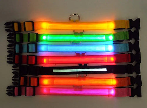 Load image into Gallery viewer, LED Adjustable Dog Collar Blinking Flashing Light Up Glow Pets Safety Waterproof

